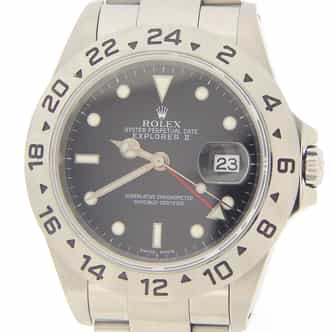Mens Rolex 16570 Stainless Steel Explorer II Watch with Black Dial (SKU K283798AMT)
