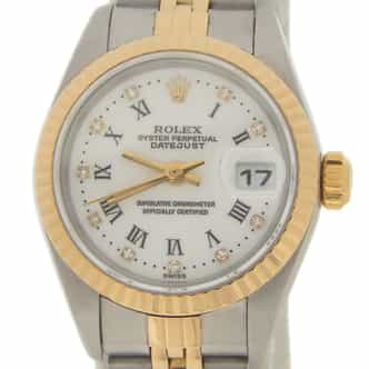 Rolex Ladies 2Tone Datejust Watch with FACTORY Diamond Roman Dial (SKU P602596AMT)