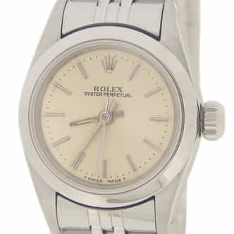 Ladies Rolex Stainless Steel Oyster Perpetual 67180 Watch Silver Stick Dial (SKU R602618AMT)