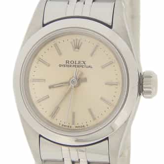 Ladies Rolex Stainless Steel Oyster Perpetual 67180 Watch Silver Stick Dial (SKU R602618AMT)