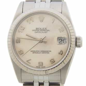 Ladies Midsize 31mm Rolex Stainless Steel Datejust Watch 68274 Mother of Pearl (SKU U512925AMT)