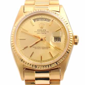 Mens Rolex 18K Gold Day-Date President Watch Gold Champagne Dial 1803 (SKU 1803FPAMT)