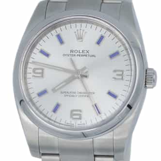 Mens Rolex Stainless Steel Oyster Perpetual Watch Silver Arabic 114200 (SKU 20SP8091AMT)