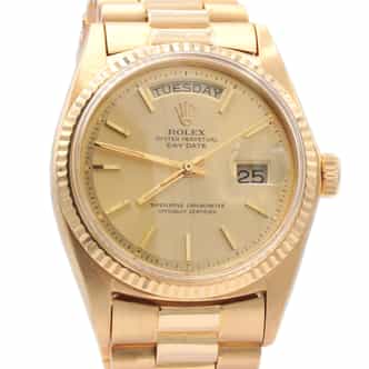 Mens Rolex 18K Gold Day-Date President Watch Gold Champagne Dial 1803 (SKU 2493199AMT)