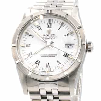 Mens Rolex Stainless Steel Date Watch White Roman Dial 15010 (SKU 8712052AMT)