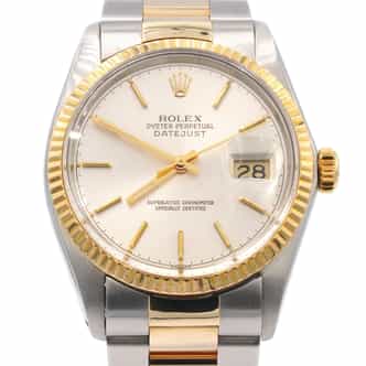 Mens Rolex Two-Tone Datejust Watch Silver Dial 16013 (SKU 9898728OAMT)