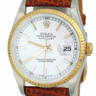 Mens Rolex Two-Tone 18K/SS Datejust Watch White Dial 16233 (SKU E540560AMT)