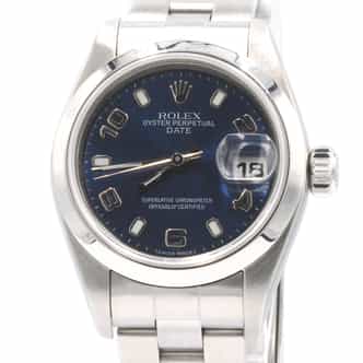 Ladies Rolex Stainless Steel Date Watch 79160 Blue Arabic Dial (SKU Y110831AMT)