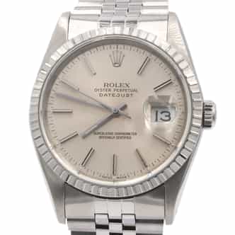 Mens Rolex Stainless Steel Datejust Watch Silver Dial 16220 (SKU 16220SFPAMT)