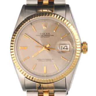 Mens Rolex Two-Tone Datejust Watch with Rare Slate Gray Linen Dial 1601 (SKU 2500892AMT)