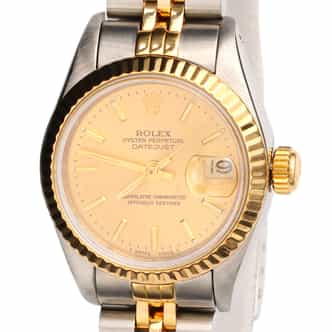 Ladies Rolex Two-Tone 18K/SS Datejust Watch Champagne Dial 69173 (SKU 9268905AMT)