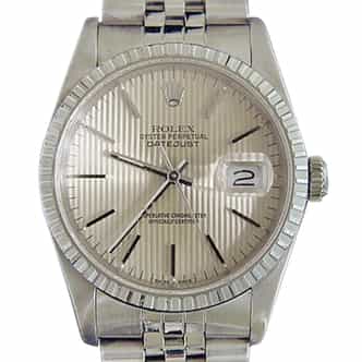 Mens Rolex Stainless Steel Datejust Silver Tapestry 16220 (SKU R920595AMT)
