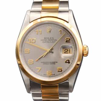 Mens Rolex Two-Tone 18K/SS Datejust Watch Slate Gray Arabic Dial 16203 (SKU 16203AFPAMT)
