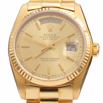 Mens Rolex 18K Gold Day-Date President Watch Gold Champagne Dial 18038 (SKU 5386463AMT)