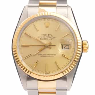 Mens Rolex Two-Tone 16013 Datejust Watch Gold Champagne Dial (SKU 8651886AOAMT)