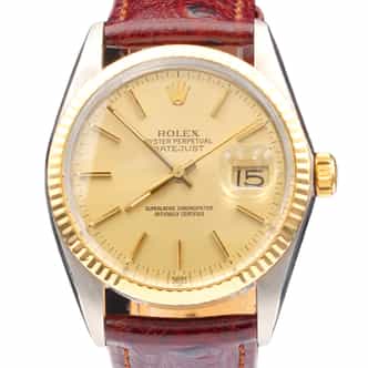 Mens Rolex Two-Tone Datejust Watch Gold Champagne Dial 16013 (SKU 8651886BRLAMT)