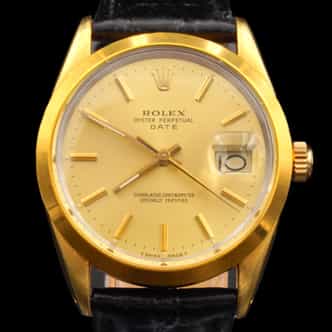 Mens Rolex Gold Shell Date Watch with Gold Champagne Dial 15505 (SKU 9462449AMT)