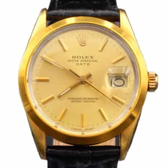 Mens Rolex Gold Shell Date Watch with Gold Champagne Dial 15505 (SKU 9462449AMT)