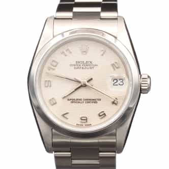 Mid-Size Rolex Datejust SS Watch with Ivory Anniversary AKA Jubilee Dial 78240 (SKU A978932AMT)