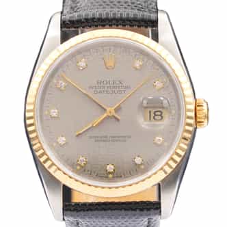Mens Rolex Two-Tone Datejust Watch Factory Slate Gray Anniversary Diamond Dial 16233 (SKU X401439BLAMT)