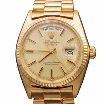 Mens Rolex 18K Gold Day-Date President Watch Gold Champagne Dial 1803 (SKU 961784AMT)