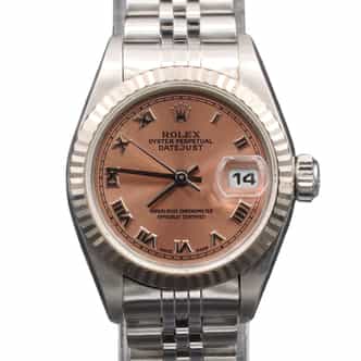 Ladies Rolex Stainless Steel Datejust Watch 79174 Salmon Roman Dial (SKU A167008AMT)