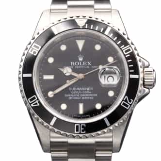 Mens Rolex Stainless Steel Submariner Black 16610T Bezel Engraved Rehaut M Serial with Card (SKU M832955AMT)