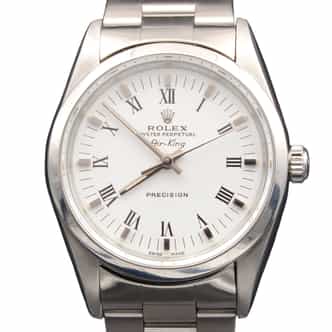 Mens Rolex Stainless Steel Air-King Watch White Roman Dial 14000 (SKU U668417AMT)