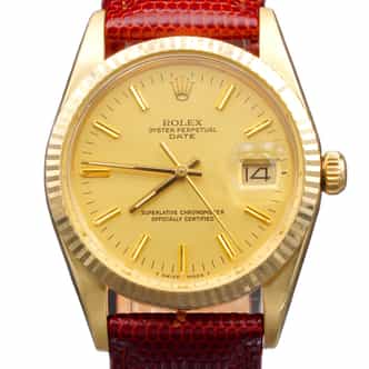 Mens Rolex 14K Yellow Gold Date Watch Gold Champagne Dial 15037 (SKU 9118419AMT)