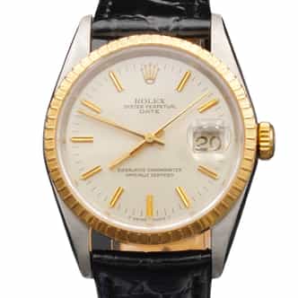 Mens Rolex Two-Tone 18K/SS Date 15223 Watch Silver Dial (SKU S408410BLAMT)