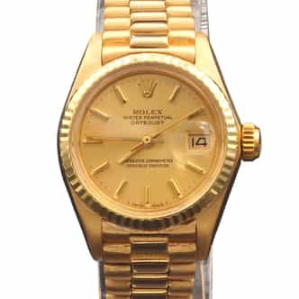 Ladies Rolex 18K Yellow Gold Datejust President Gold Champagne Dial 6917 (SKU 7559870PAMT)