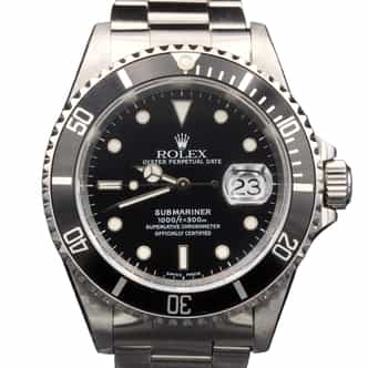 Mens Rolex Stainless Steel Submariner Watch Black Dial 16610 (SKU A795348AMT)