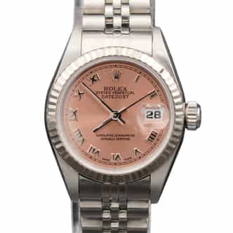 Ladies Rolex Stainless Steel Datejust 69174 Watch with Pink Salmon Roman Dial (SKU U984909FPAMT)