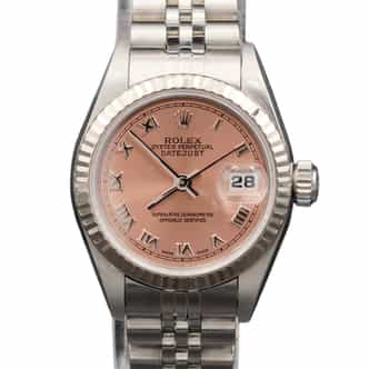 Ladies Rolex Stainless Steel Datejust Watch Salmon Roman Dial 69174 (SKU U984909FPAMT)