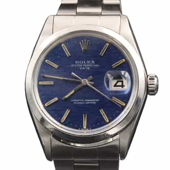 Mens Rolex Stainless Steel Date Watch Model Ref. 1500 Blue Mozaic Dial (SKU 2350829AMT)
