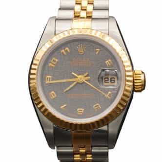 Ladies Rolex Two-Tone 18K/SS Datejust Watch Slate Gray Arabic Dial 69173 (SKU 69173SGFPAMT)
