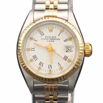 Ladies Rolex Two-Tone 14K/SS Date Watch White Roman Dial 6917 (SKU 7275249JAMT)