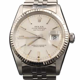 Mens Rolex Stainless Steel Datejust Watch Silver Stick Dial 16014 (SKU 8327870JAMT)
