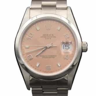 Mens Rolex Stainless Steel Date Watch Salmon Arabic Dial 15200 (SKU P222946AMT)