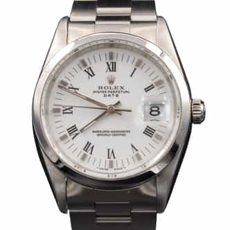 Mens Rolex Stainless Steel Date Watch White Roman Dial 15200 (SKU W592854AMT)