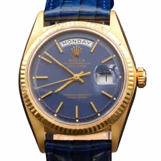 Mens Rolex 18K Gold Day-Date Watch with Blue Dial 1803 (SKU 3029642BEAMT)