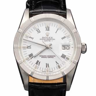 Mens Rolex Stainless Steel Date Watch White Roman Dial 15010 (SKU 8712052BLAMT)