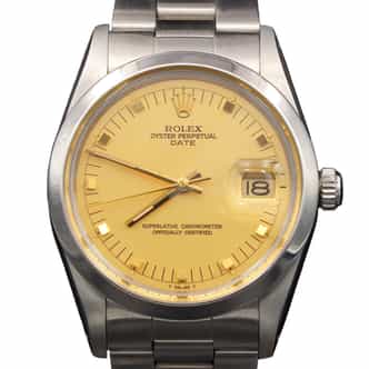 Mens Rolex Stainless Steel Date Watch Gold Champagne Dial 15000 (SKU 9483763AMT)