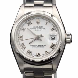 Ladies Rolex Stainless Steel Date Watch White Roman Dial 79160 (SKU P291139AMT)