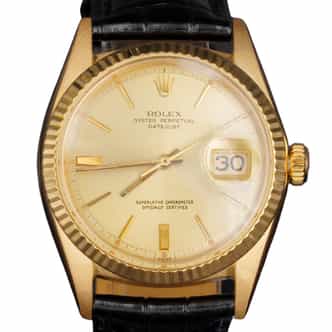 Mens Rolex 18K Yellow Gold Datejust Watch Gold Champagne Dial 1601 (SKU 1261041BLAMT)