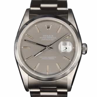 Mens Rolex Stainless Steel Datejust Watch Slate Gray Dial Oyster Band 16200 (SKU E334277GAMT)