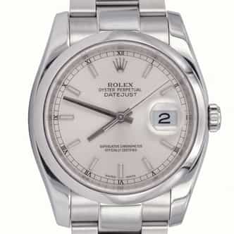 Mens Rolex Stainless Steel Datejust Watch 116200 with Silver Dial (SKU 116200SFPAMT)