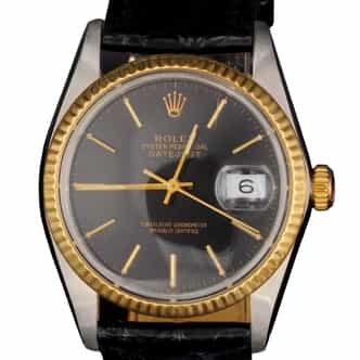 Mens Rolex Two-Tone Datejust 16013 Watch with Black Dial (SKU 16013FPBAMT)