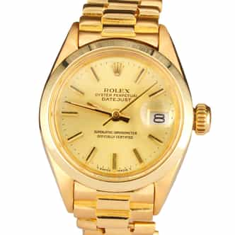 Ladies Rolex 18K Yellow Gold Datejust Watch Model Ref. 6916 with Gold Dial (SKU 2938430FAMT)