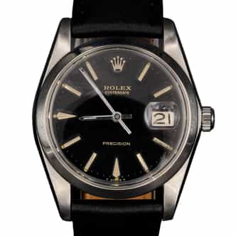 Mens Rolex Stainless Steel Oysterdate Watch Black Dial Black Strap 6694 (SKU 4700397AMT)